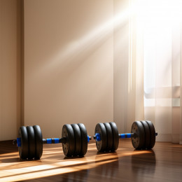 B31589 Гантельный набор разборный 2х15кг (пластик/цемент) 30кг